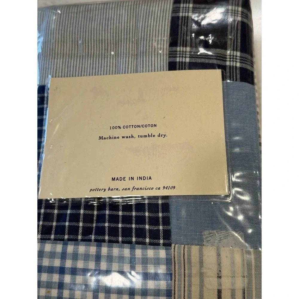 Pottery Barn Montauk Patchwork Standard Sham Blue Plaids - New